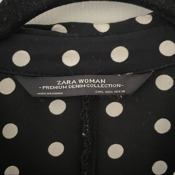 Zara flowy black & white polka dot button down shirt size large - Picture 4 of 6